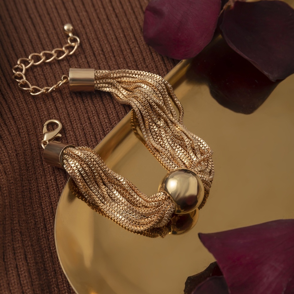 Gold Ball Multi Chain Choker - Picture 3 of 4